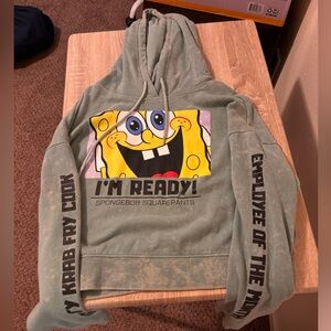 Girls Junior size Large. Cropped SpongeBob sweater